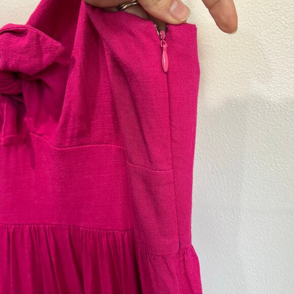 Loft Pink Sleeveless Midi Dress Size 2 Bow Front Tiered Coquette Barbiecore - Picture 7 of 10